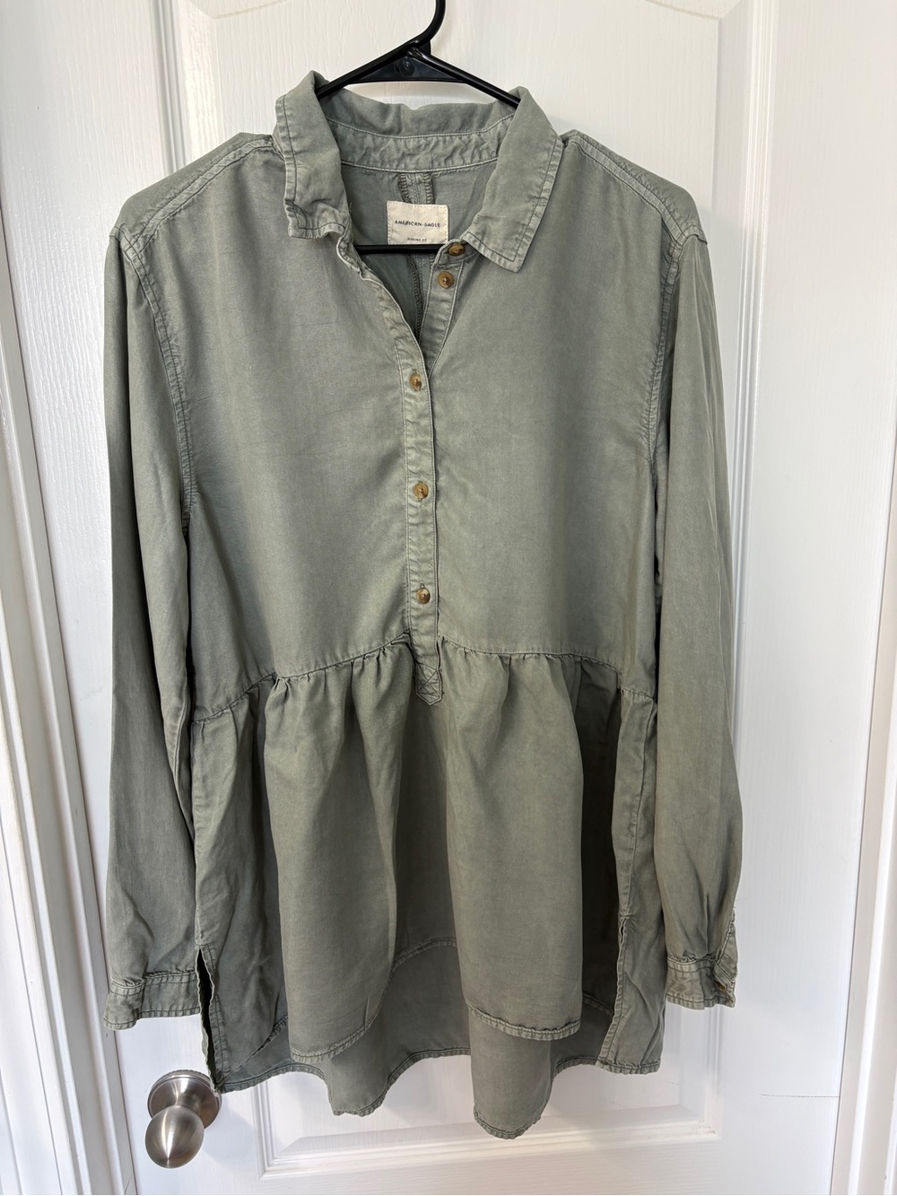 American Eagle Green Long Sleeve Jegging Blouse Size Large